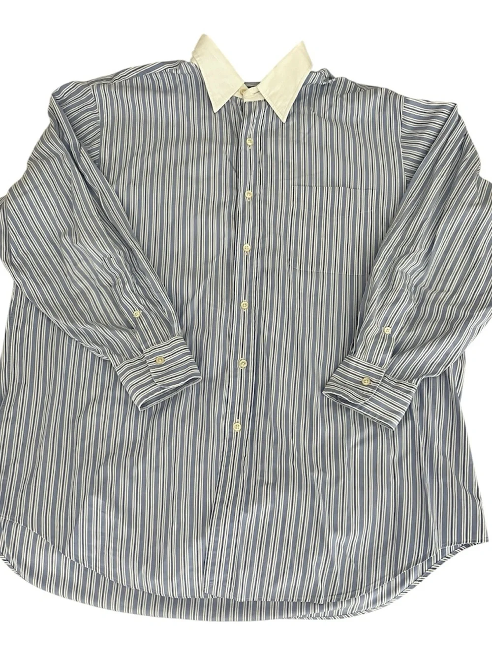 Polo by Ralph Lauren Blue and White Striped Alcott Dress Shirt